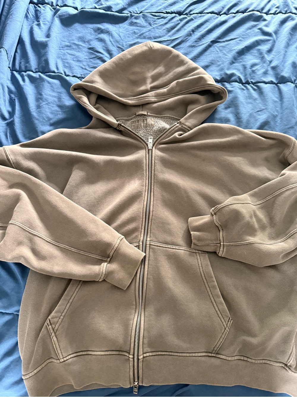 Men's washed olive Full-Zip Hoodie
